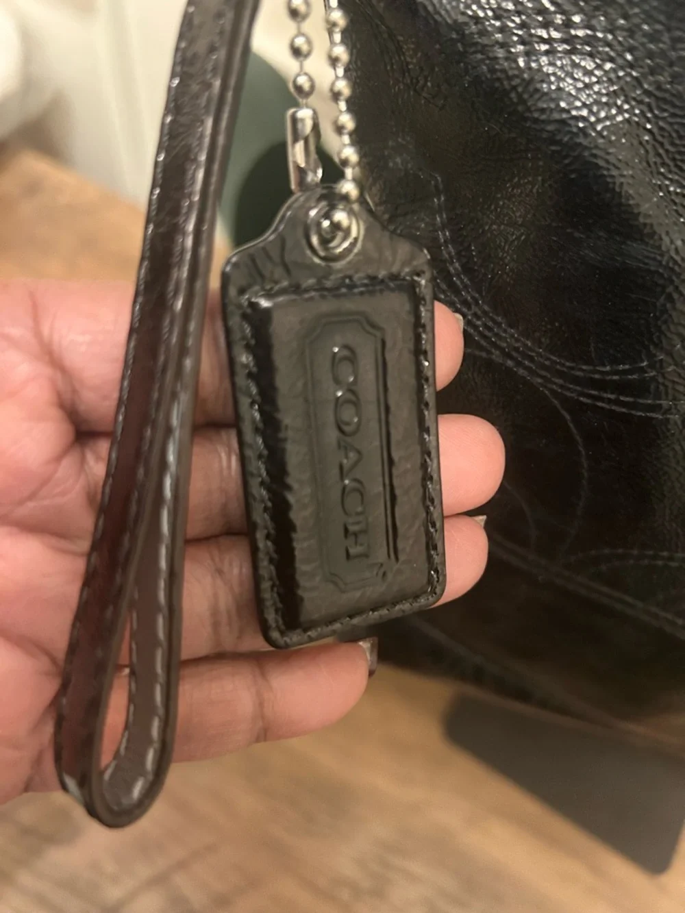 Coach Black Leather Logo Tote with Hangtag - Picture 5 of 13